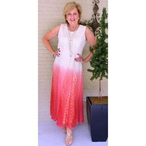 Crochet Maxi Dress M Ombre Sleeveless Lace Western Coquette Resort Fairy Y2K